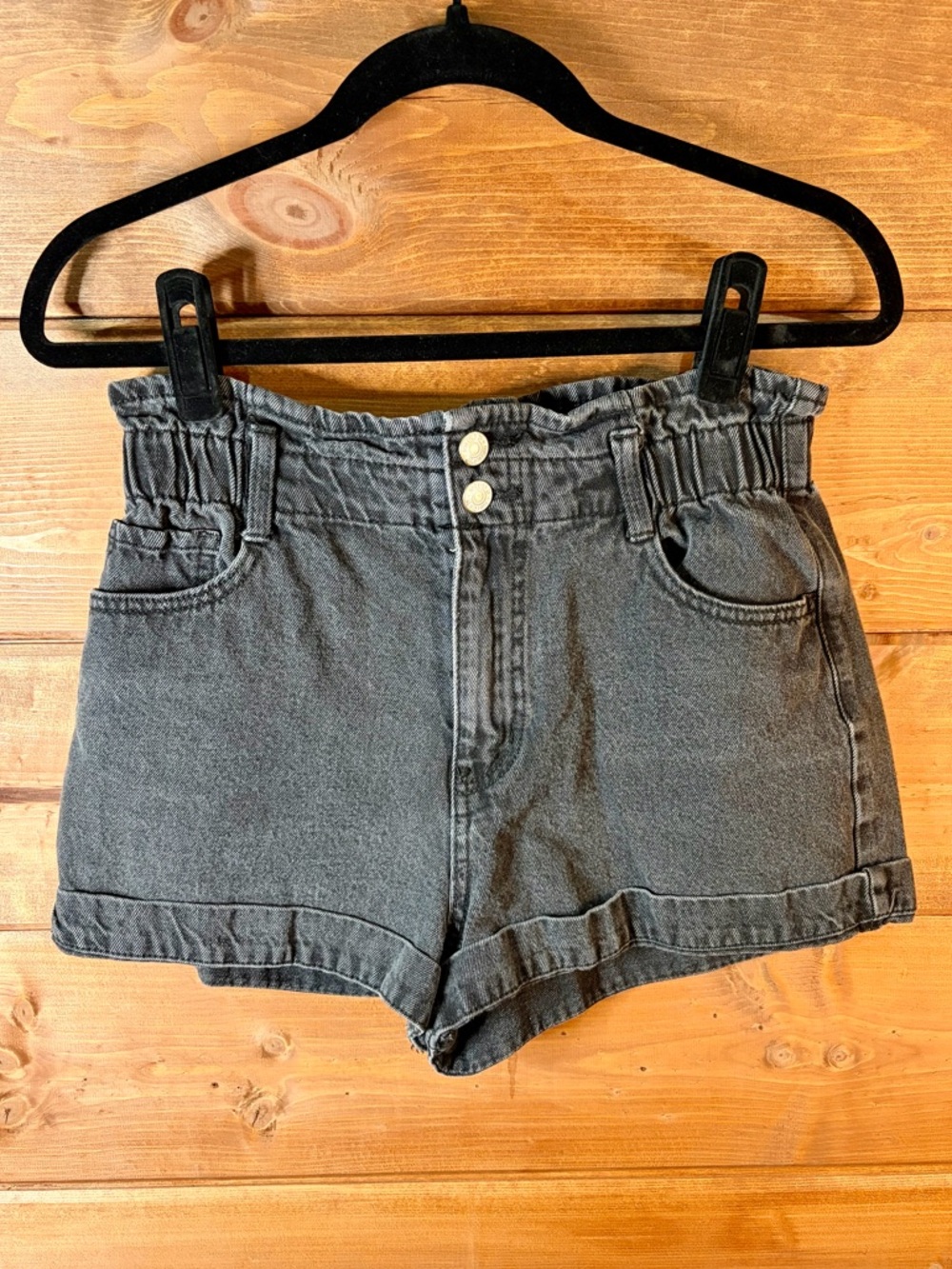 Forever 21 High-Waist Paperbag Denim Short Shorts - Size Medium 28” Waist